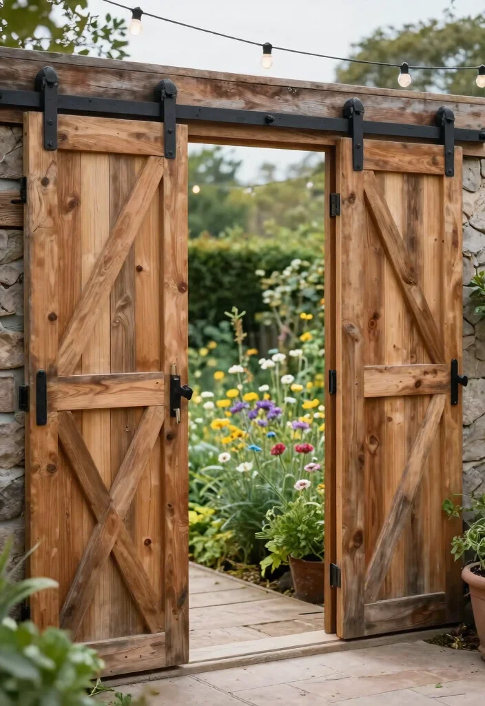 12 Puertas de Patio Que Maximizan Luz Natural y Privacidad - 8. Rustic Sliding Barn Doors 1