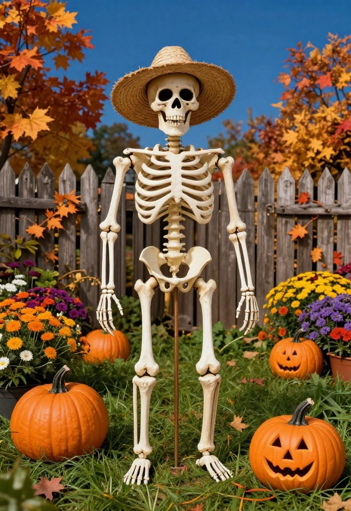 12 Skeleton Decorations Outdoors That Stay Standing in High Wind - 1. Life-Size Skeleton with Ground Stakes 1