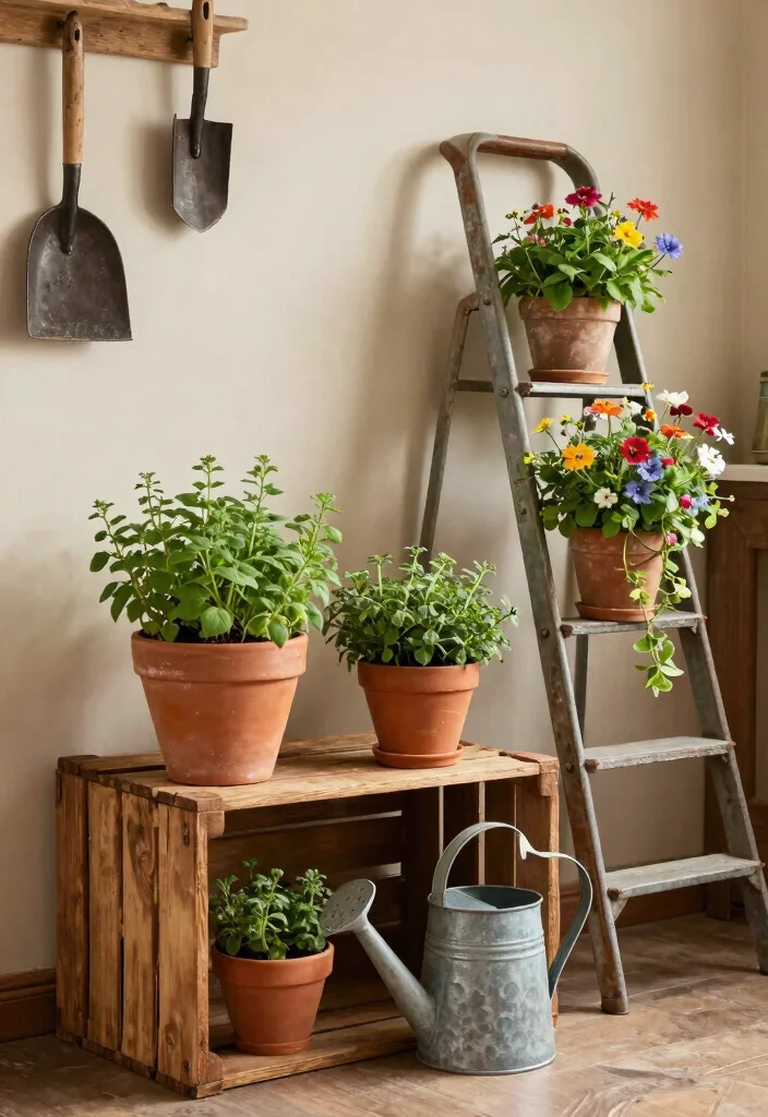 12 Western Farmhouse Decor Ideas That Don't Feel Like a Costume - 1. Vintage Garden Accents 1