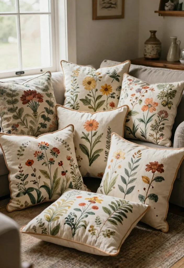 12 Western Farmhouse Decor Ideas That Don't Feel Like a Costume - 8. Garden-Themed Throw Pillows 1