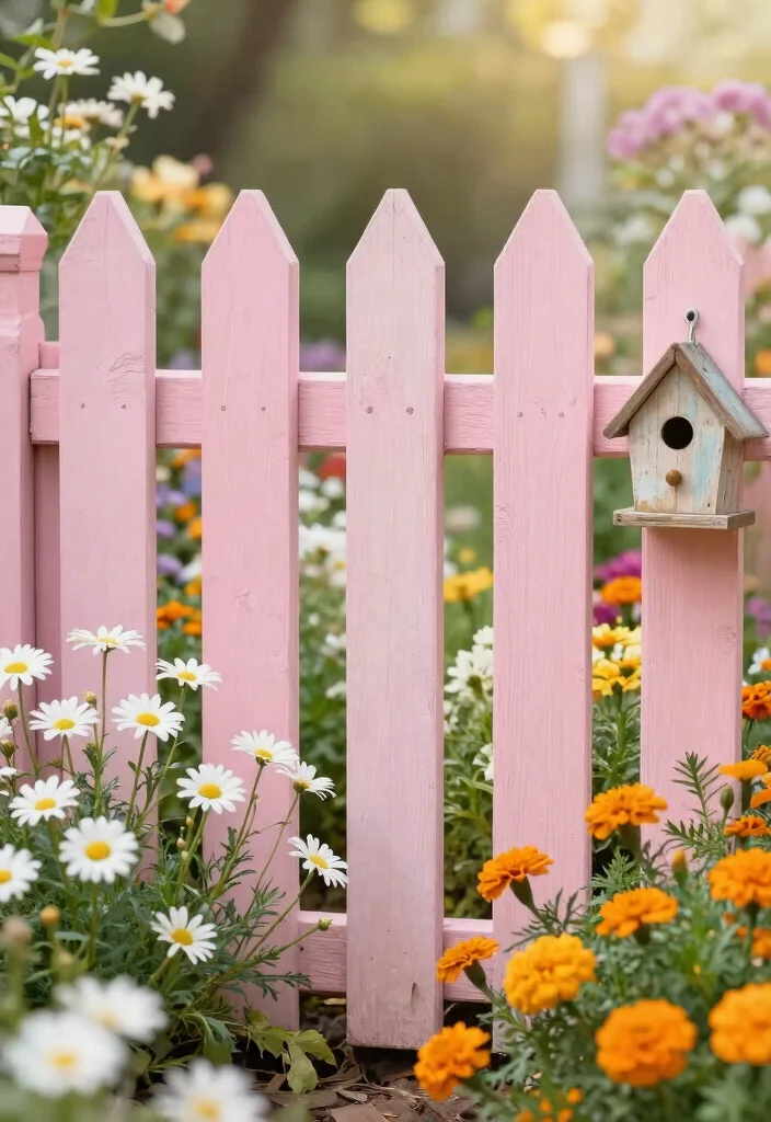 12 Wood Picket Fence Designs That Boost Curb Appeal - 5. Painted Pastel Picket Fence 1