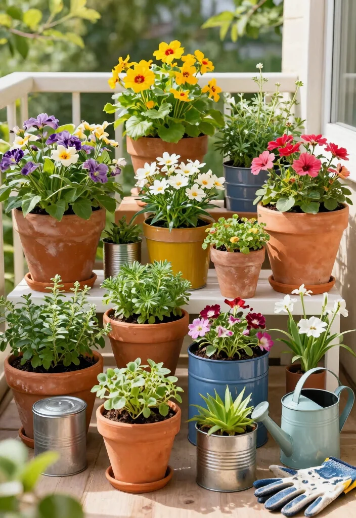 14 Balcony Decoration Ideas on a Budget for Small Outdoor Spaces - 3. Container Gardening: Maximize Your Greenery 1