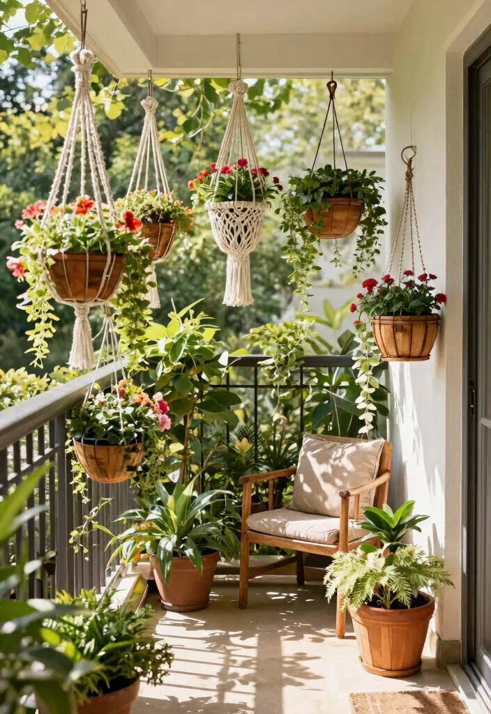 14 Balcony Decoration Ideas on a Budget for Small Outdoor Spaces - 5. Hanging Planters: Bring the Garden to New Heights 1