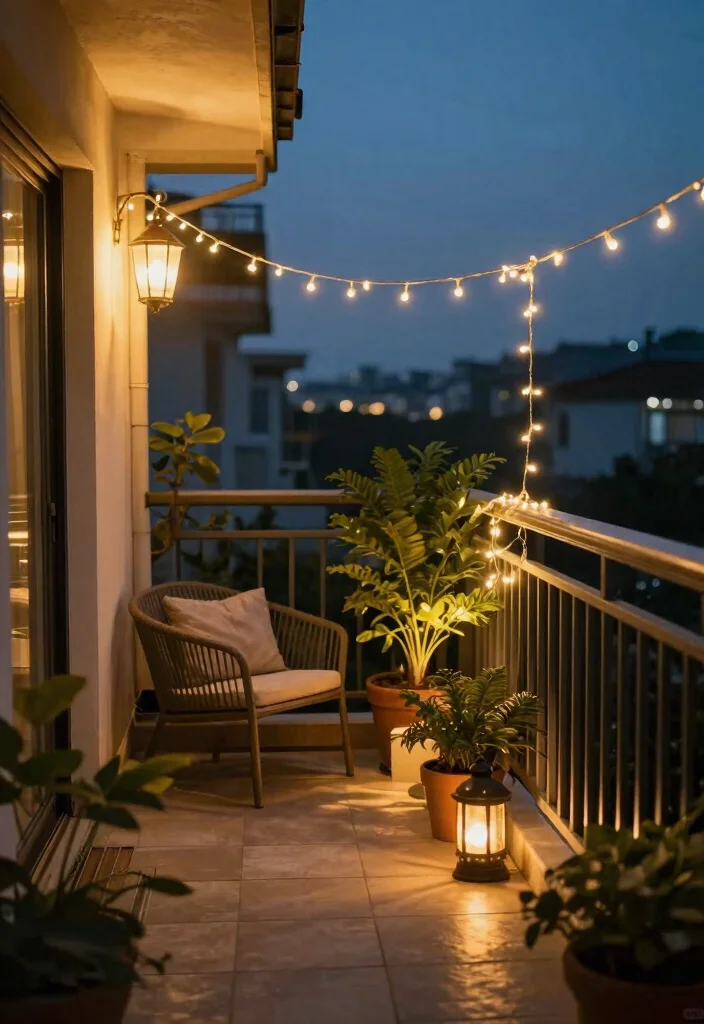 14 Balcony Decoration Ideas on a Budget for Small Outdoor Spaces - 6. Creative Lighting: Set the Mood 1