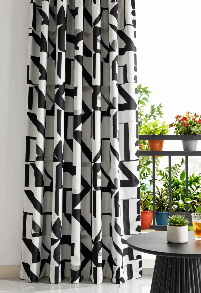 14 Balcony Door Curtains That Block Sun and Provide Privacy - 14. Geometric Print Curtains 1