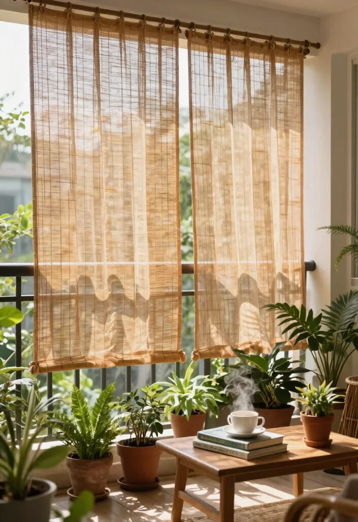 14 Balcony Door Curtains That Block Sun and Provide Privacy - 7. Sheer Bamboo Curtains 1