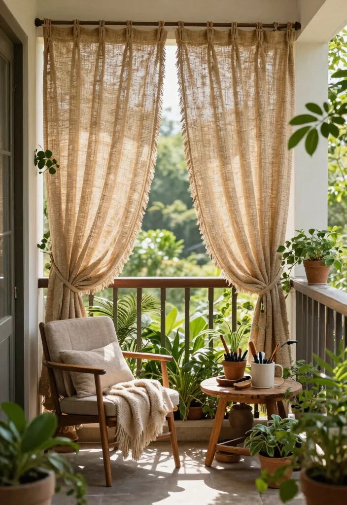 14 Balcony Door Curtains That Block Sun and Provide Privacy - 9. Rustic Jute Curtains 1