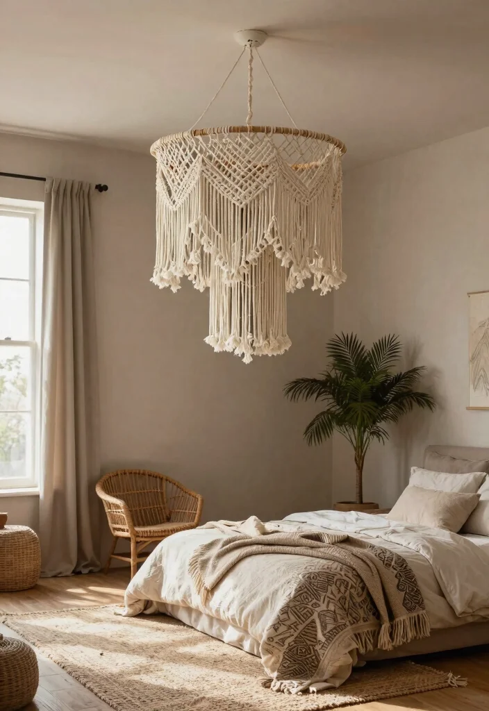 14 Bedroom Ceiling Light Ideas That Don't Require Rewiring - 2. Bohemian Macramé Light Fixtures 1