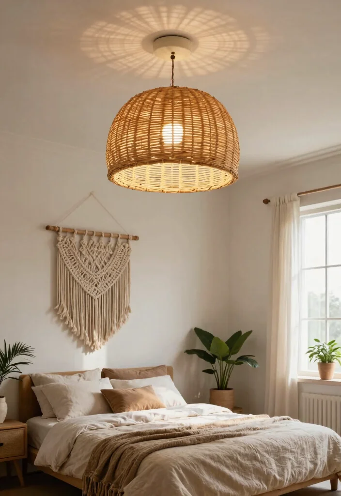 14 Bedroom Ceiling Light Ideas That Don't Require Rewiring - 7. Rattan Ceiling Lights 1