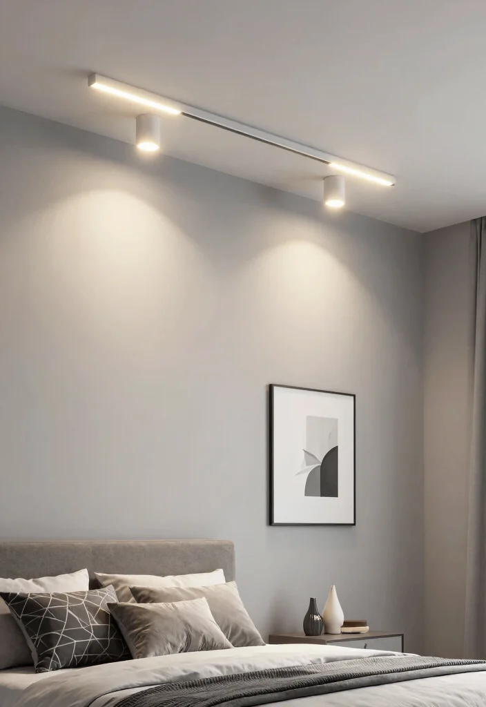14 Bedroom Ceiling Light Ideas That Don't Require Rewiring - 8. Minimalist Track Lighting 1