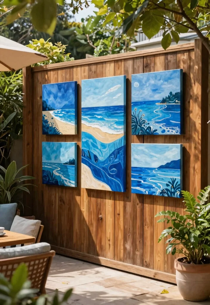 14 Blue Patio Decor Ideas That Feel Fresh Without Going Nautical - 11. Blue Artwork for Outdoor Walls 1