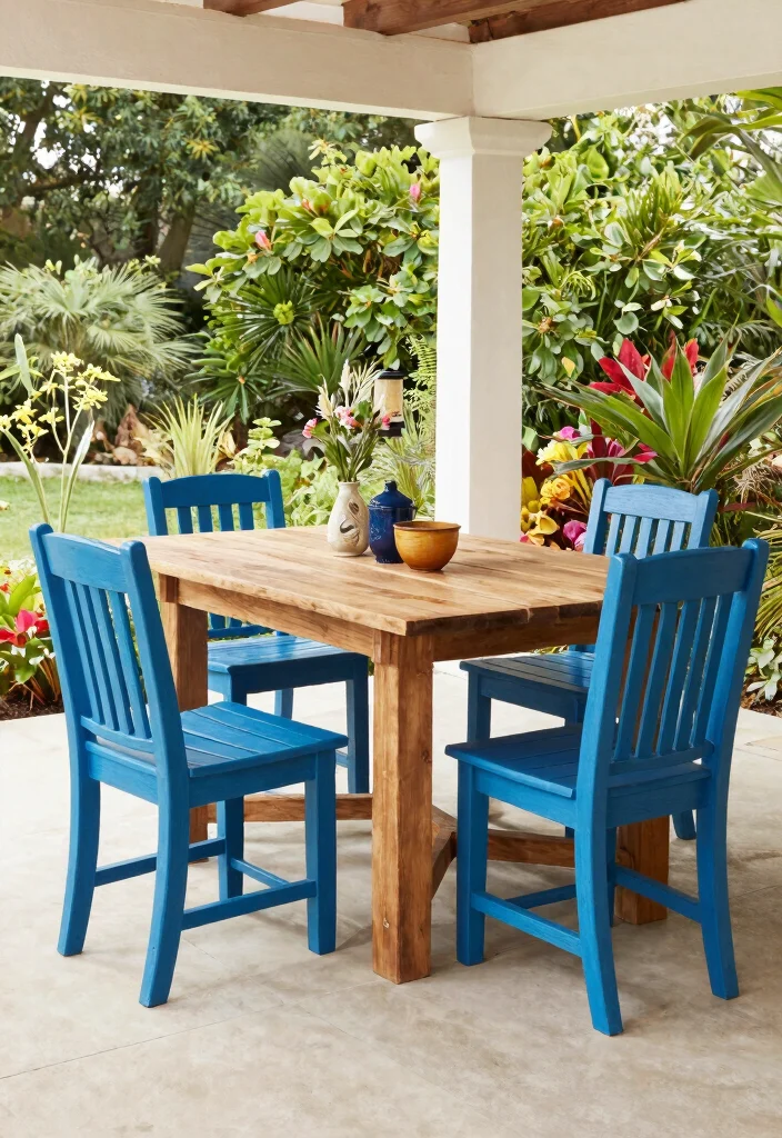 14 Blue Patio Decor Ideas That Feel Fresh Without Going Nautical - 13. Blue Treated Wood Furniture 1
