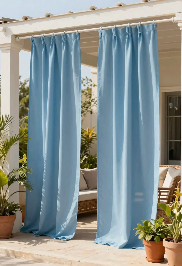 14 Blue Patio Decor Ideas That Feel Fresh Without Going Nautical - 14. Blue Outdoor Curtains 1