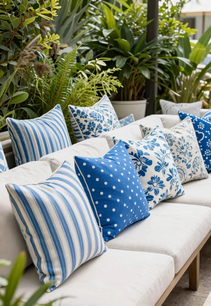 14 Blue Patio Decor Ideas That Feel Fresh Without Going Nautical - 5. Blue Accent Pillows 1