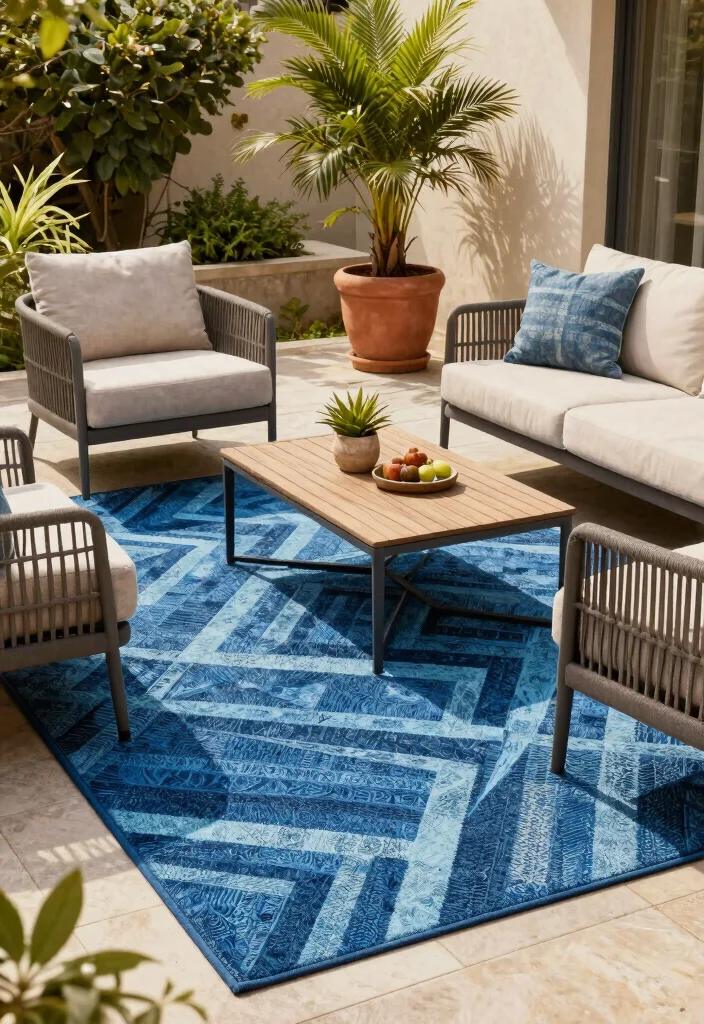 14 Blue Patio Decor Ideas That Feel Fresh Without Going Nautical - 6. Blue Outdoor Rugs 1