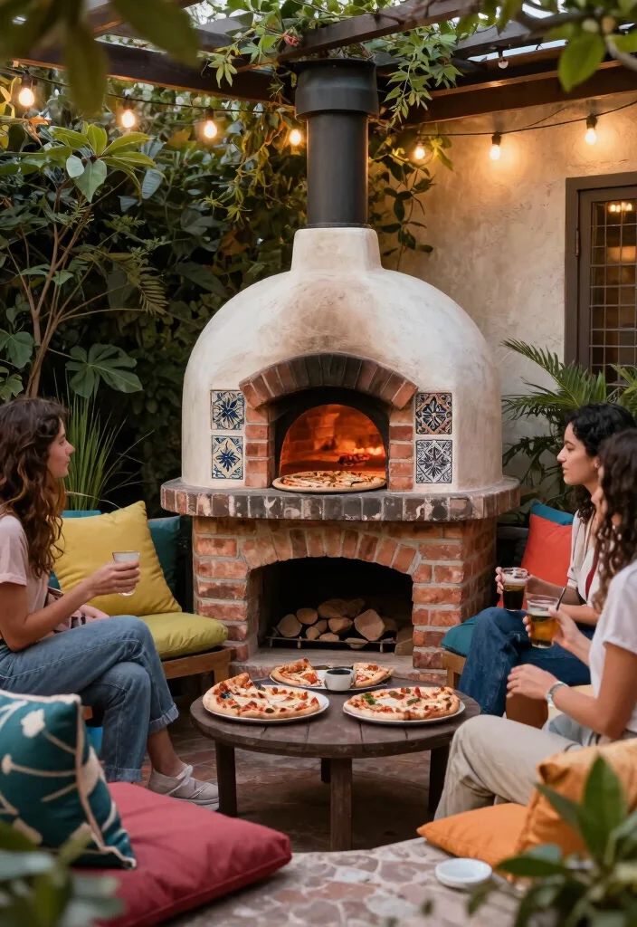 14 Brick Pizza Oven Outdoor Concepts on a Budget That Reach High Heat - 3. Built-in Brick Pizza Oven with Seating 1