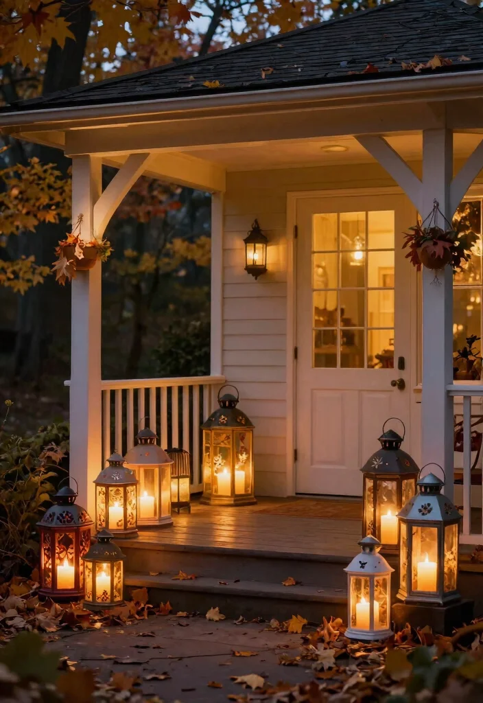 14 Fall Front Porch Decor Ideas That Work for Small Entries - 10. Lanterns and Candles 1