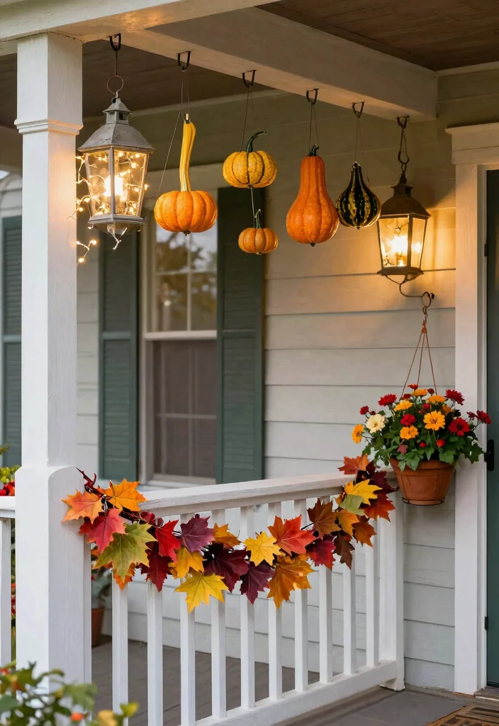 14 Fall Front Porch Decor Ideas That Work for Small Entries - 2. Hanging Seasonal Decor 1