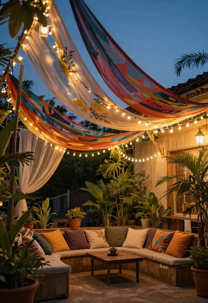 14 Shade Cloth Ideas Patio That Block Heat Without Blocking Breeze - 2. Artistic Drapery Style 1