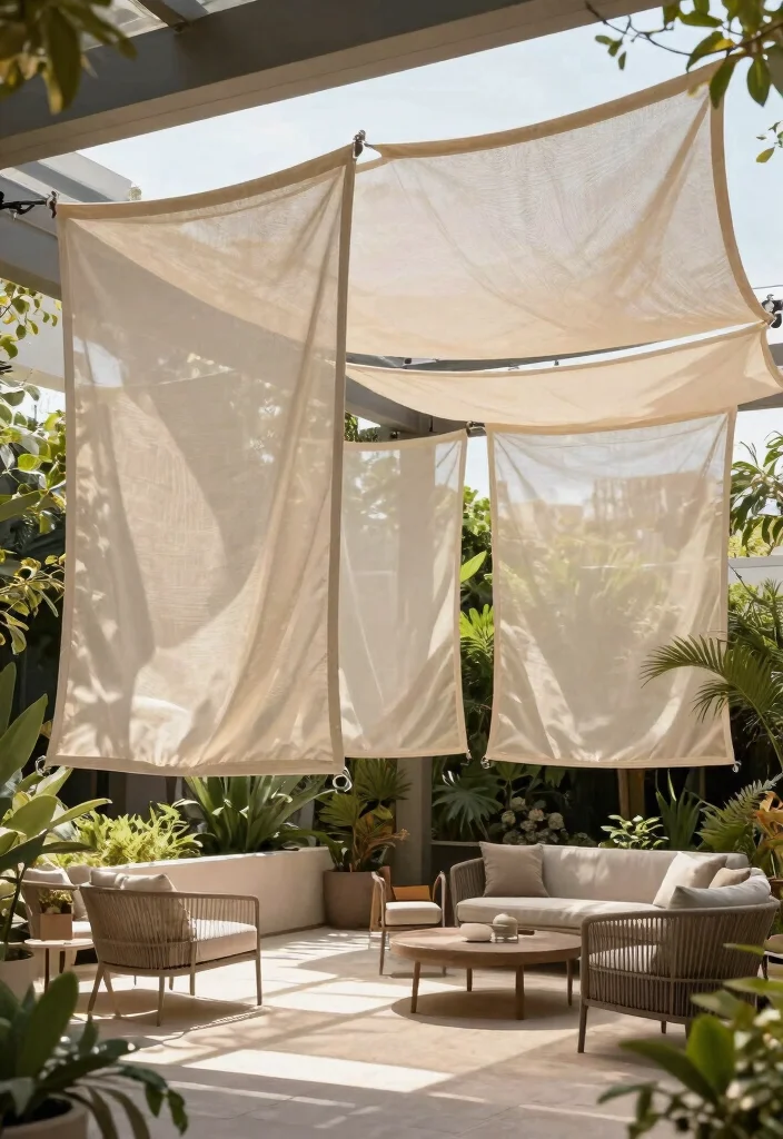 14 Shade Cloth Ideas Patio That Block Heat Without Blocking Breeze - 3. Shade Cloth Panels with Mesh Inserts 1