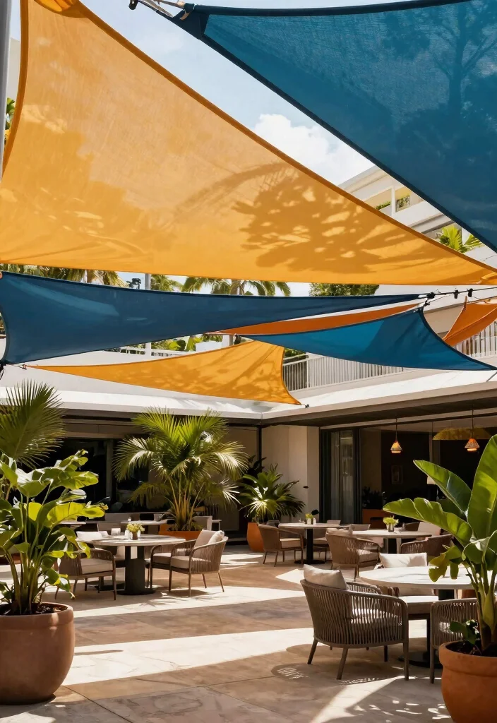 14 Shade Cloth Ideas Patio That Block Heat Without Blocking Breeze - 9. Lightweight Sail Shade 1