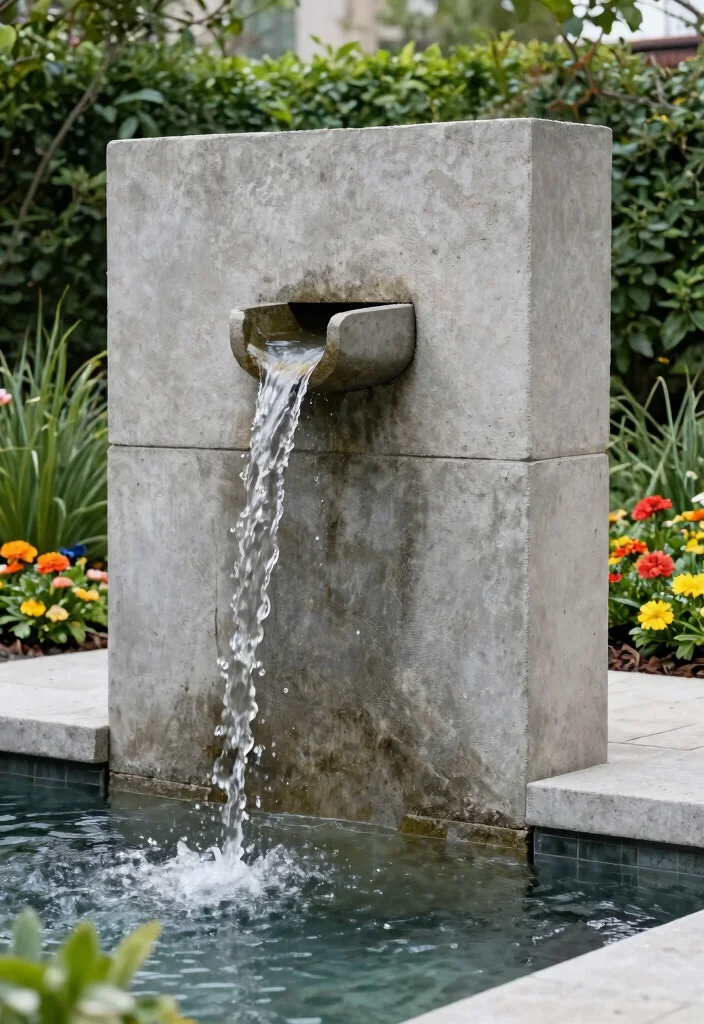 15 Backyard Fountain Ideas That Don't Need Electric or Plumbing - 13. Concrete Block Fountain 1