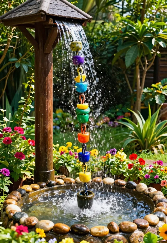 15 Backyard Fountain Ideas That Don't Need Electric or Plumbing - 3. DIY Rain Chain Fountain 1