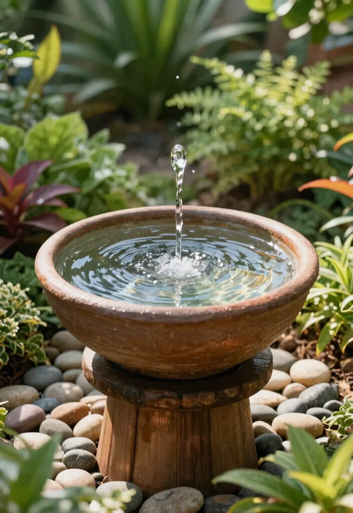 15 Backyard Fountain Ideas That Don't Need Electric or Plumbing - 6. Clay Bowl Fountain 1