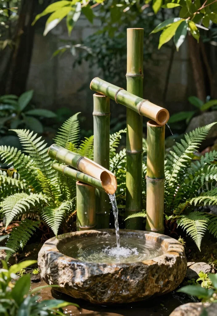 15 Backyard Fountain Ideas That Don't Need Electric or Plumbing - 7. Bamboo Fountain 1