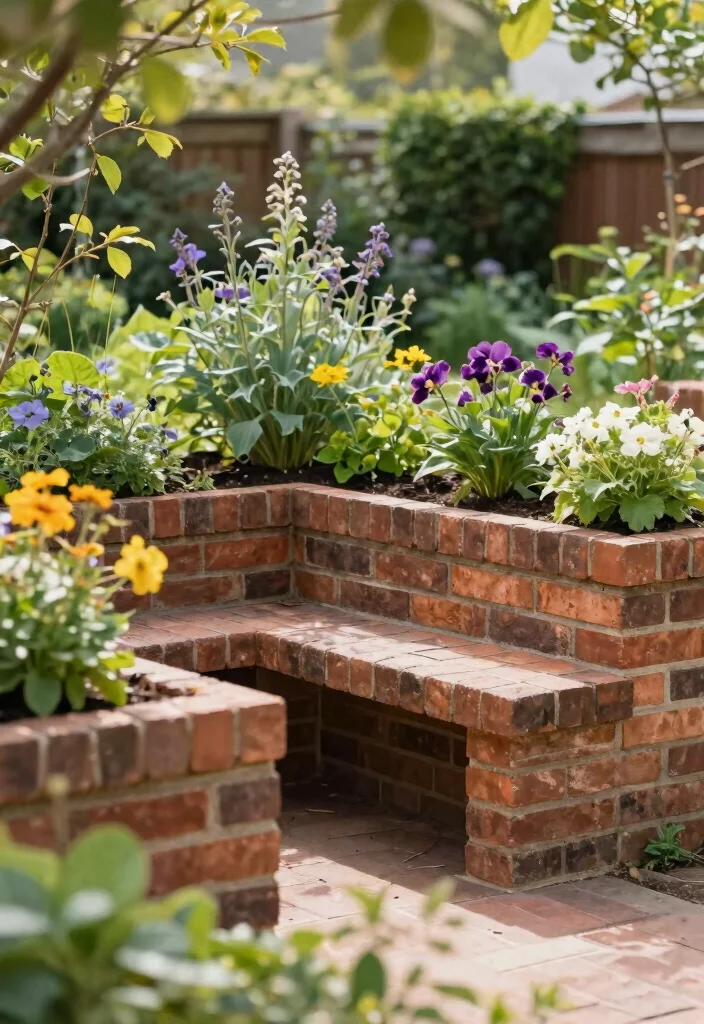 15 Brick Raised Garden Bed Ideas That Don't Need Mortar or Special Tools - 10. Integrated Seating with Raised Beds 1