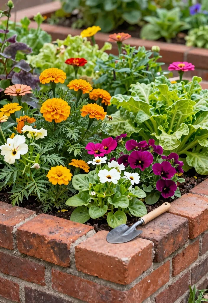 15 Brick Raised Garden Bed Ideas That Don't Need Mortar or Special Tools - 12. Brick Raised Beds for Edibles and Ornamentals 1