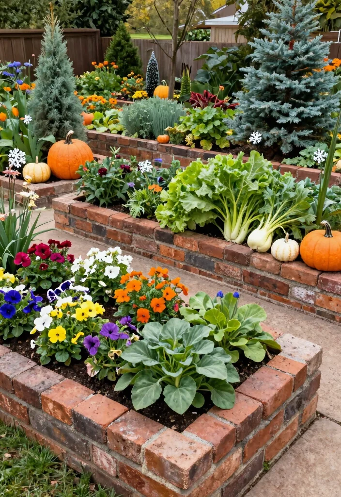 15 Brick Raised Garden Bed Ideas That Don't Need Mortar or Special Tools - 15. Seasonal Themes in Your Brick Gardens 1