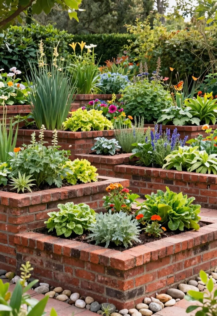 15 Brick Raised Garden Bed Ideas That Don't Need Mortar or Special Tools - 3. Multi-Level Beds for Visual Interest 1