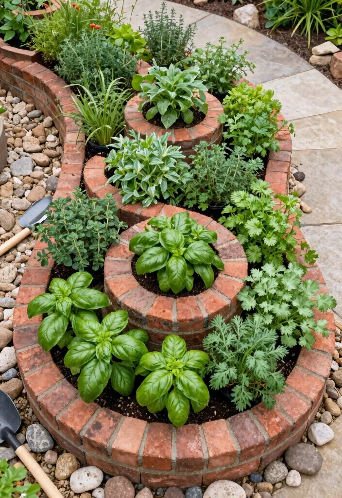 15 Brick Raised Garden Bed Ideas That Don't Need Mortar or Special Tools - 6. Raised Herb Spiral for Compact Spaces 1