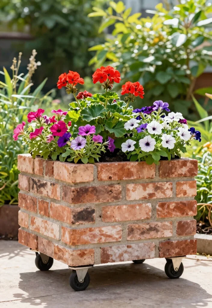 15 Brick Raised Garden Bed Ideas That Don't Need Mortar or Special Tools - 7. Brick Planters for Mobility 1