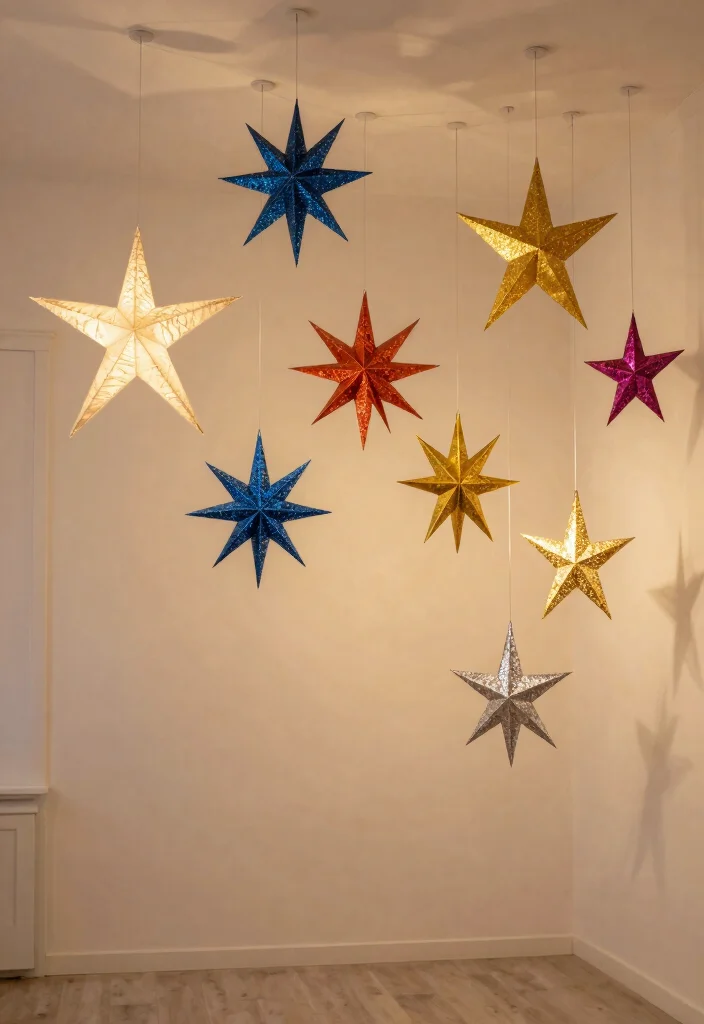 15 Christmas Ceiling Decorations Ideas for Rooms With Low Ceilings - 15. Ceiling Stars 1