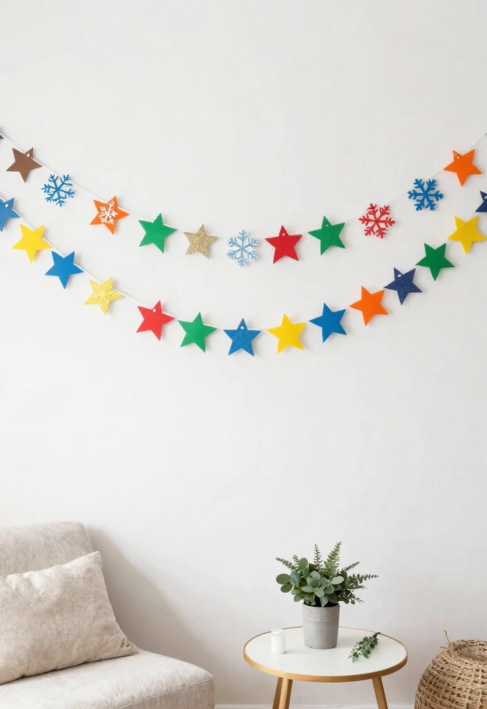 15 Christmas Ceiling Decorations Ideas for Rooms With Low Ceilings - 4. DIY Paper Garland 1