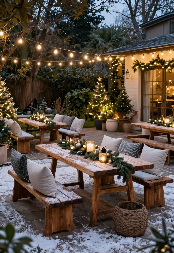 15 Christmas Outdoor Decor Ideas That Survive Wind and Rain - 15. Multi-Purpose Garden Furniture 1