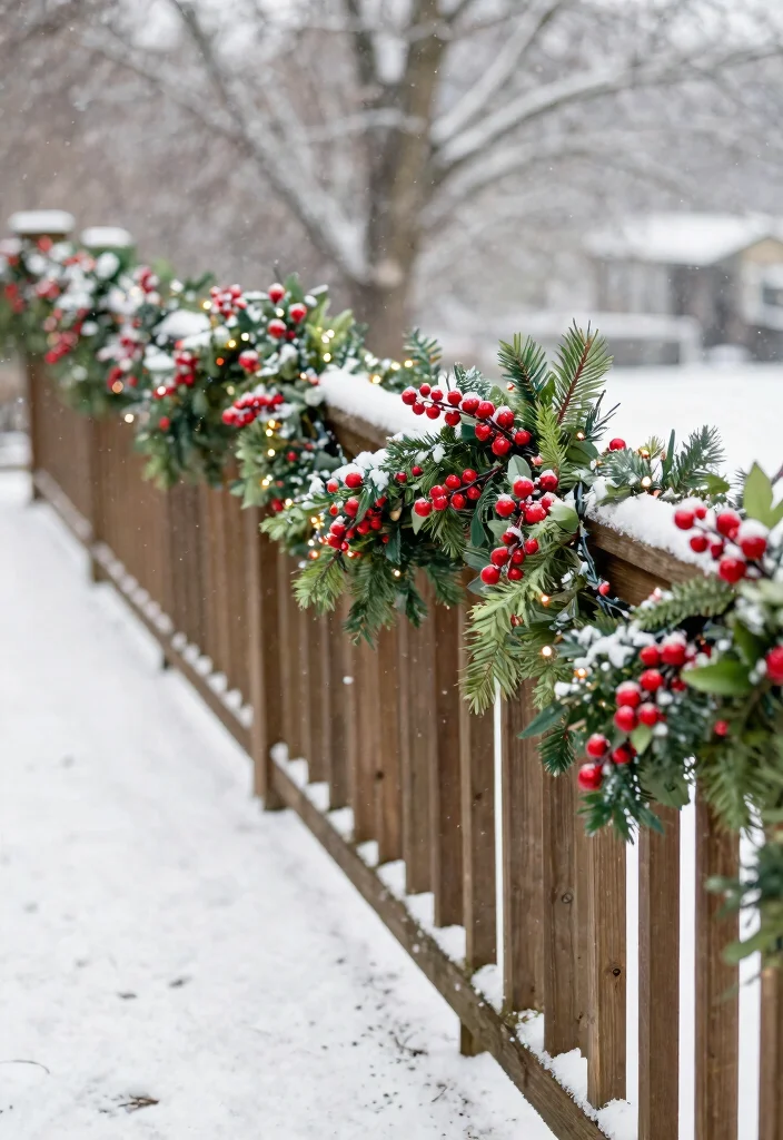 15 Christmas Outdoor Decor Ideas That Survive Wind and Rain - 9. Weather-Resistant Garland 1