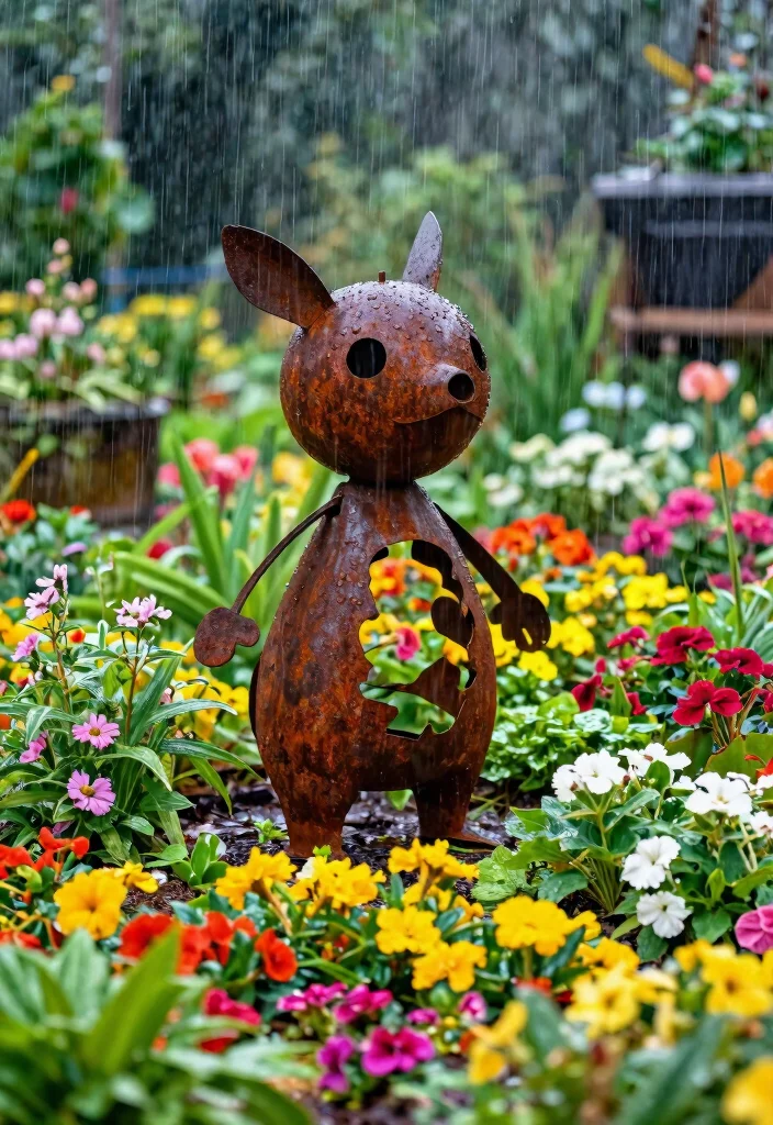 15 Outdoor Garden Decor Ideas That Survive Rain Without Constant Upkeep - 10. Weather-Resistant Garden Art 1