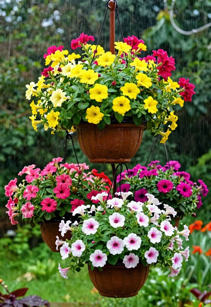 15 Outdoor Garden Decor Ideas That Survive Rain Without Constant Upkeep - 9. Hanging Baskets with Weather-Resistant Liners 1