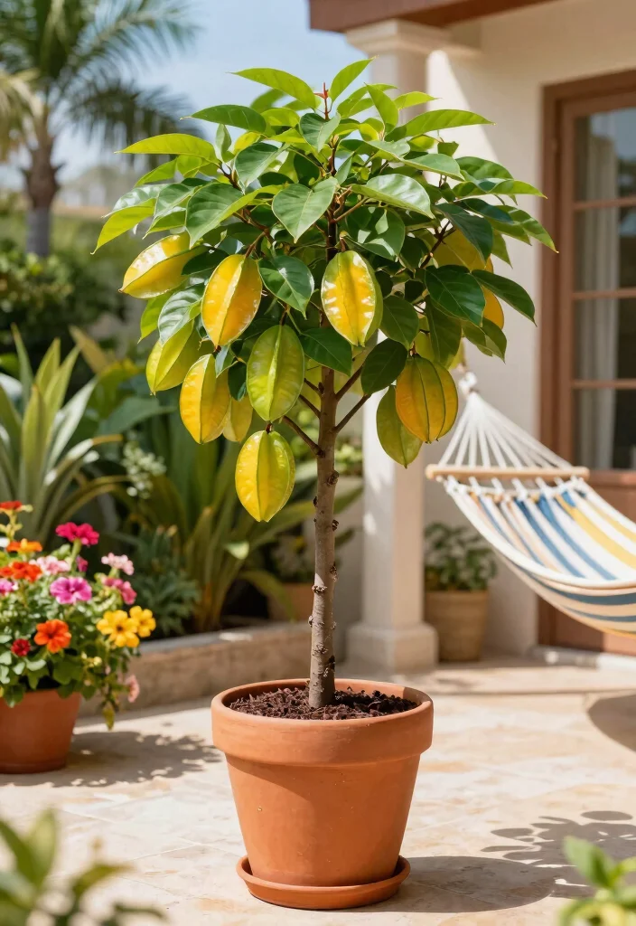 15 Potted Trees for Patios That Flourish in Containers - 13. Dwarf Starfruit Tree 1