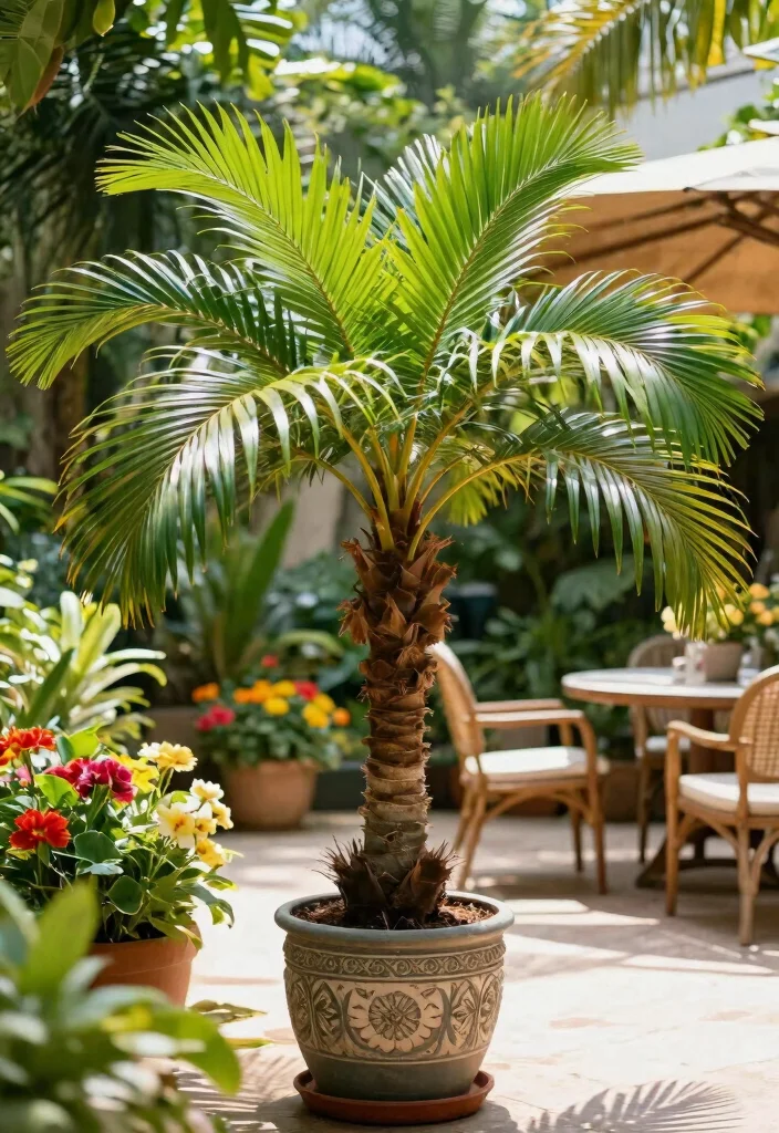 15 Potted Trees for Patios That Flourish in Containers - 15. Dwarf Coconut Palm 1