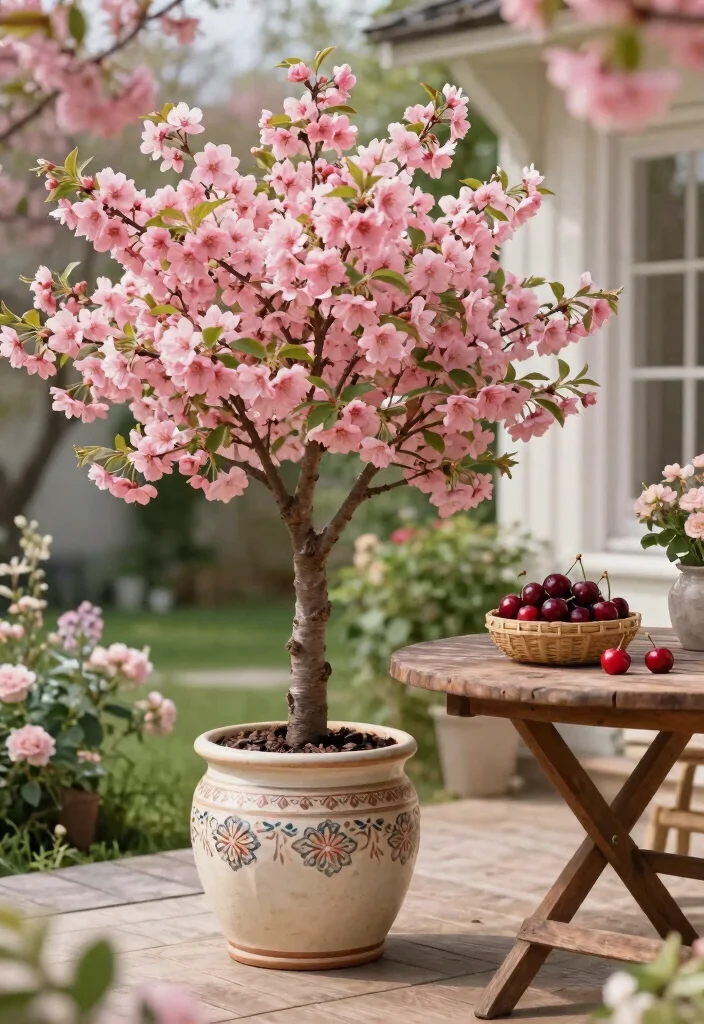 15 Potted Trees for Patios That Flourish in Containers - 4. Potted Cherry Tree 1