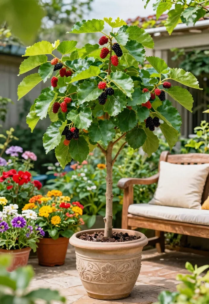 15 Potted Trees for Patios That Flourish in Containers - 9. Potted Mulberry Tree 1