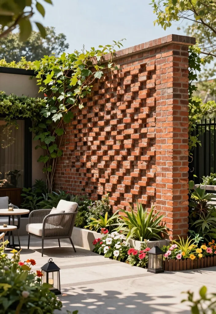 15 Privacy Walls Backyard Ideas That Block Neighbors Without Permits - 11. Decorative Brick Walls 1