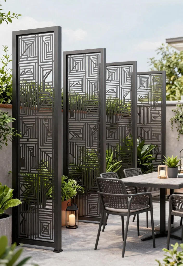 15 Privacy Walls Backyard Ideas That Block Neighbors Without Permits - 5. Elegant Metal Screens 1