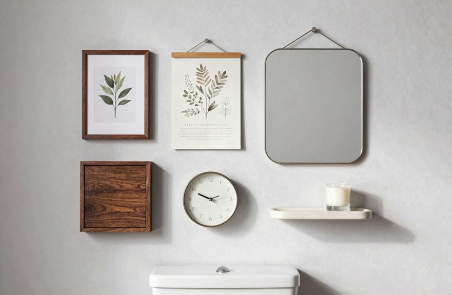 centered stacked art above toilet