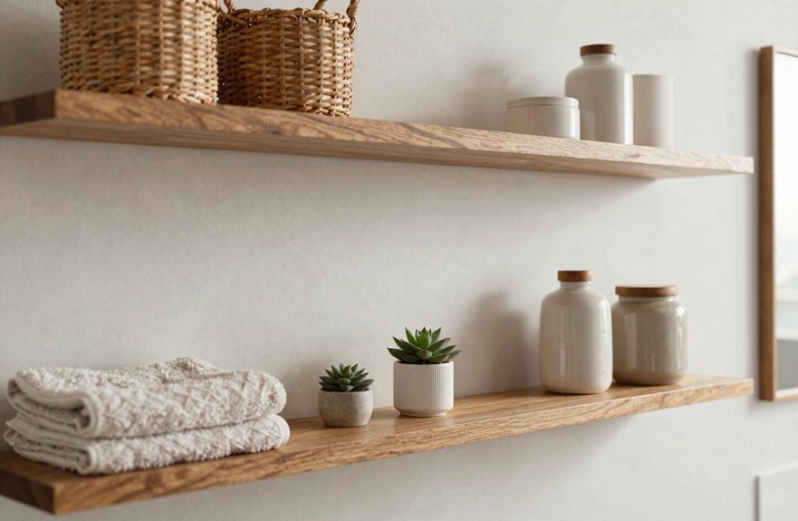 floating glass recessed mixed shelving