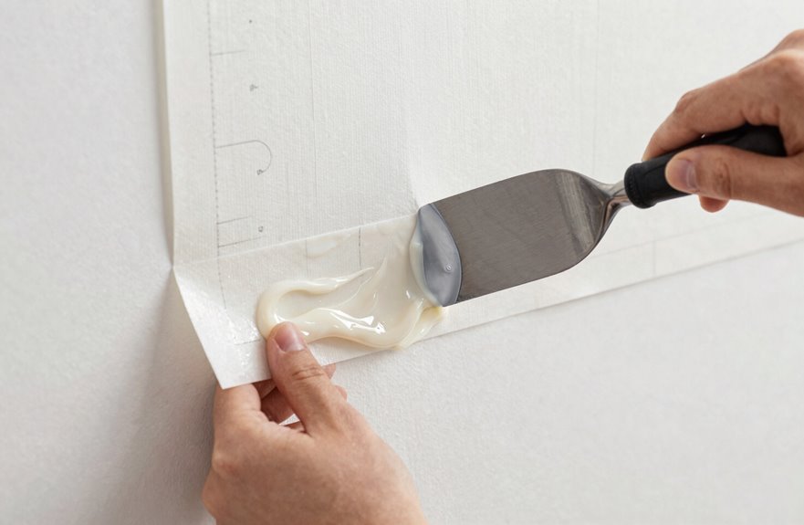 hang first panel with wet paste precisely